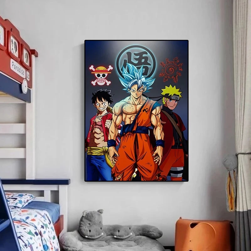 Anime Dragon Ball Canvas Poster Print Super Goku Luffy Uzumaki Naruto Mural Art - $13.07+