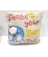 Easter Pastel Bunny Rabbit 3D Tail Beaded Decorative Pillow 12&quot; x 12&quot; - £31.26 GBP