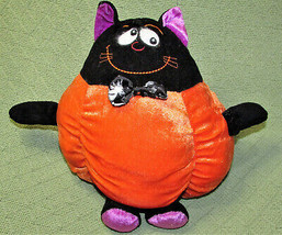 Nen Halloween Pumpkin Cat Plush 12&quot; Stuffed Animal Toy Black Orange Roly Poly - £11.07 GBP