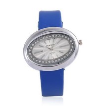 STRADA Austrian Crystal Japanese Movement Watch w/Blue Band &amp; Stainless Ste W007 - £18.77 GBP