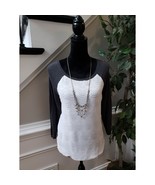 The Limited Top Women’s L Gray White Lace Knit Scoop Neck 3 4 Sleeve Blouse - $479.00 MXN