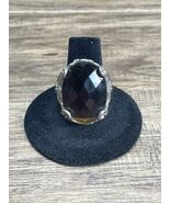Vintage Silver Tone Brown Stone Boho Hippie Ring Size 8 KG JD - $9.89