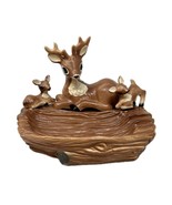 Ashtray: Doe &amp; 2 Fawn Reindeer Ceramic Hand-painted Mid Century Cabin Ki... - £36.36 GBP