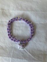 Sanrio Hello Kitty Plastic Charm Purple Stretch Bracelet - e453 - $3.56