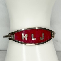 Vintage Alpaca Mexico Silver Tone HLJ Initials Letters Hinge Bangle Bracelet - £17.00 GBP