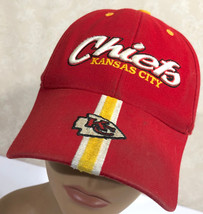 KC Kansas City Chiefs Racing Stripe Discolored NFL Adjustable Baseball Cap Hat - £10.70 GBP