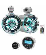 (2) Rockville WB65KLED 6.5&quot; LED Marine Wakeboard Swivel Tower Speakers+R... - £363.24 GBP