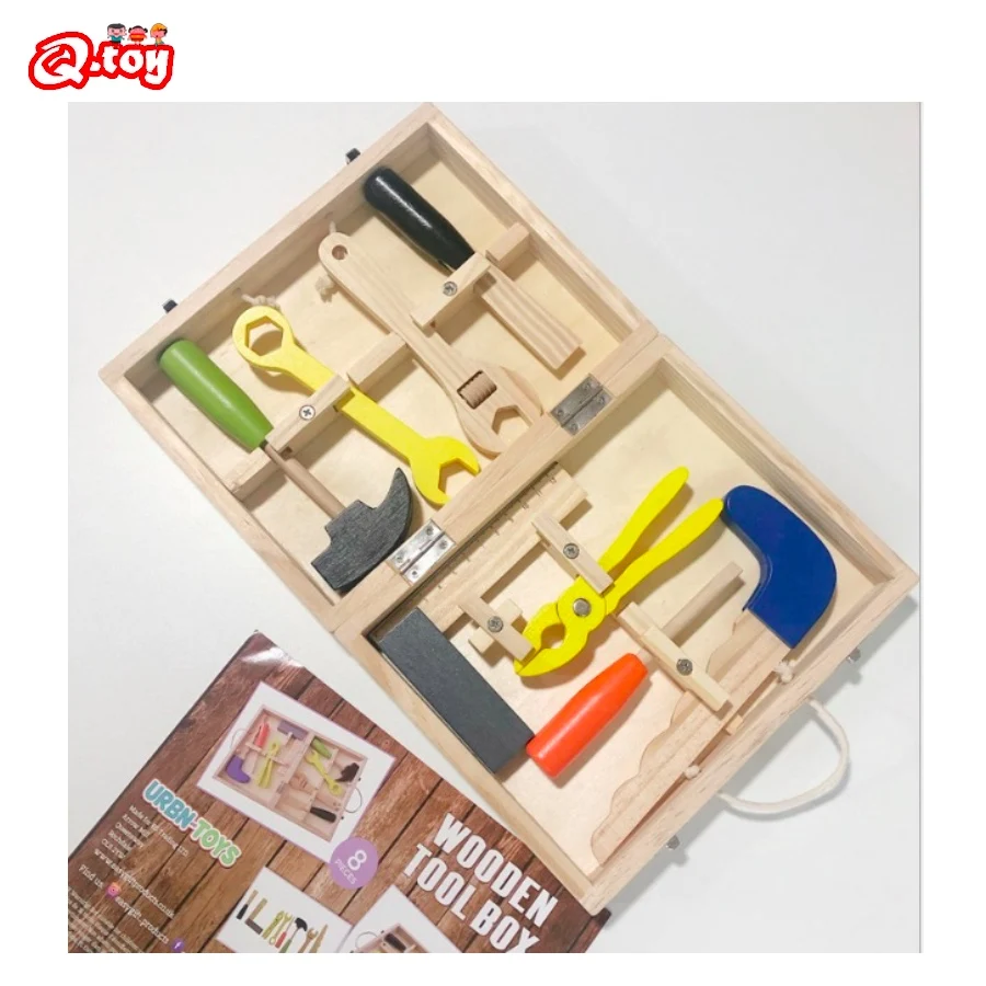 kid Wooden tool box screw block set repair set carpenter Montessori tool - £20.15 GBP