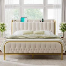 Feonase Queen Bed Frame: Metal Platform Bed With Usb And Type-C Ports; - $207.94