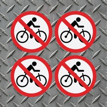 4 Pack NO BICYCLE Window Door Wall stop bike logo 4&#39;&#39; x 4&quot; Round Vinyl D... - $5.89