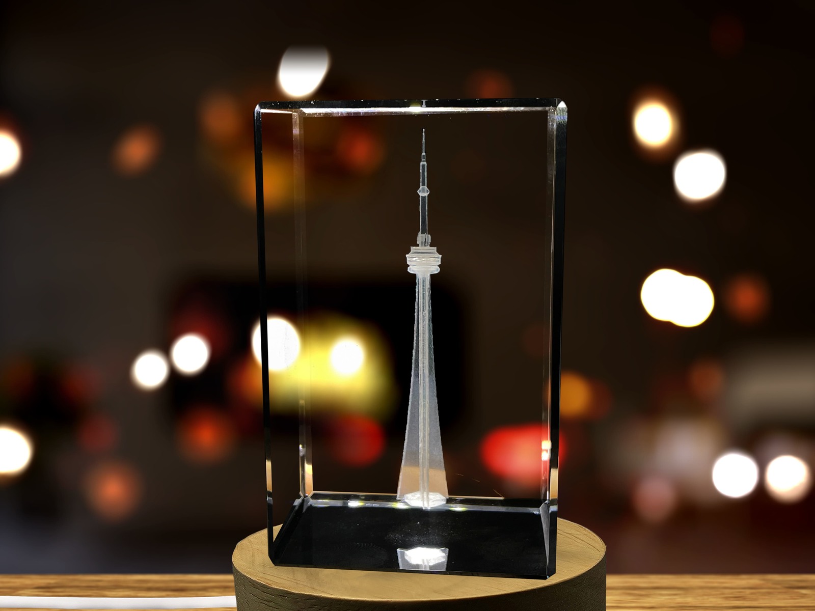 LED Base included | CN Tower 3D Engraved Crystal Collectible Souvenir - $25.99+