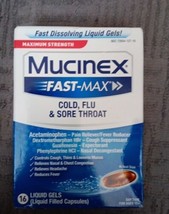 Mucinex Fast-Max Nighttime Cold Flu &amp; Sore Throat Liquid Gels 16ct(Y10) - £18.25 GBP