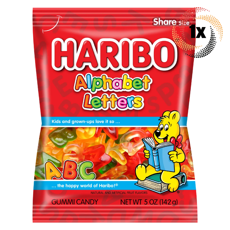 1x Bag Haribo Alphabet Letters Assorted Fat Free Share Size Gummi Candy ... - $10.00