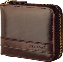 Men&#39;S Genuine Leather Short Zip-Around Bifold Wallet - £28.31 GBP