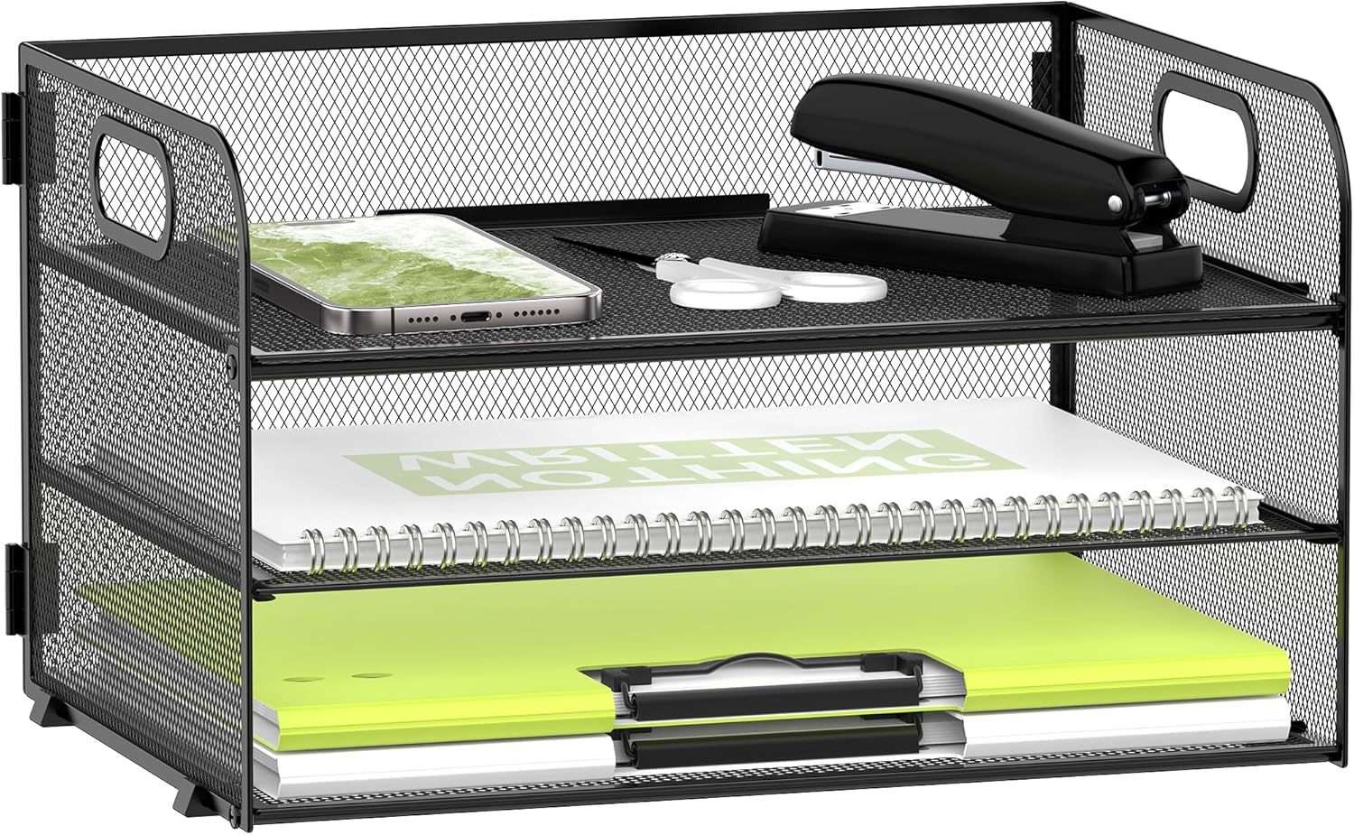 Daltack 3-Tier Paper Organizer With Handle, Mesh Desk Organizer Letter, ... - $31.95