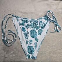 Shein White Blue Paisley Floral Print String Tie Bikini Swimsuit Swimwea... - $30.00