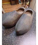 Antique Hand Carved Dutch Country Carved Primitive Wood Clogs Shoes 13&quot; - £97.69 GBP