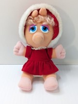 Jim Henson Muppets 1987 Baby Miss Piggy Plush Doll Red Dress Bonnet 11" Christma - $19.79