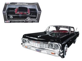 1964 Chevrolet Impala Black with Red Interior 1/24 Diecast Model Car by Motorma - £30.91 GBP