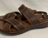 Softwalk Womens Sandal Shoes Size 8.5 Brown  Leather Slingback Wedge - $17.99