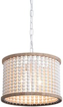 VILUXY Bohemia Wood Beaded Chandelier Antique Rustic Pendant Light ~NEW~ - £79.13 GBP