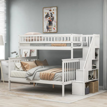 Twin over Full Stairway Bunk Bed with storage, White  - £572.09 GBP