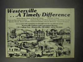 1990 Westerville Ohio Visitors and Convention Bureau Ad - A Timely Difference - $18.49