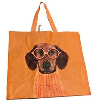 Orange Wiener Dog Dachshund Wearing Glasses Shopping Bag Reusable XL Tot... - £7.41 GBP