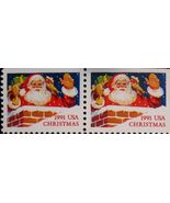 1991 29c Santa in Chimney, Vending Booklet Pair Scott 2580-2581a Mint F/... - $3.55