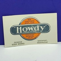 Vintage label soda pop ephemera paper vtg Howdy pioneer works davenport ... - £9.25 GBP