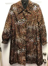 Ellen Tracy Silk Coat, Animal Print, Button Closure, Size 12 - £39.04 GBP