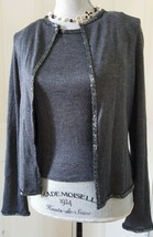 *$1550 ERIC GASKINS NY STUNNING CASHMERE BEAD KNIT TWIN CARDIGAN BLOUSE ... - £154.99 GBP