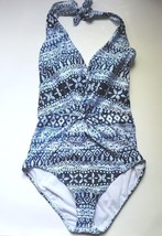 Jantzen Swimsuit One Piece Blue Gem Tummy Control Padded Cup Womens 10 o... - £31.45 GBP