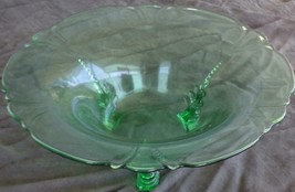 Gorgeous Antique Green Depression Glass Footed Center Bowl - GDC - ELEGANT BOWL - £31.15 GBP