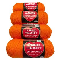 Red Heart Super Saver Yarn Color Pumpkin Medium 100% Acrylic 8 oz 4 Ply X 4 - $28.01