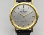 Vintage Helbros Watch Men 33mm Gold Tone Round Leather Band New Battery - $21.77