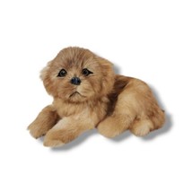 Real Fur Golden Retriever Dog Lifelike Figurine Brown Beige Puppy Mutt - £14.80 GBP