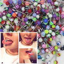 10/20/30/50Pcs Stainless Steel Tongue Piercing Ring Mix Tongue Barbell Lot Ear N - £0.66 GBP+