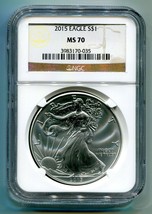 2015 American Silver Eagle Ngc MS70 Classic Brown Label As Shown Premium Quality - £51.75 GBP