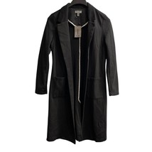 One By Chapter One Jacket Womens M Black Textured Long Open Front Capsul... - $34.35