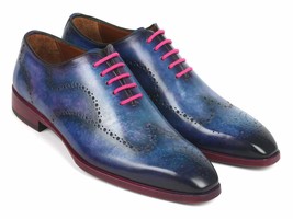 Paul Parkman Mens Shoes Oxfords Parliament Blue Wingtip Casual Handmade 741-PAR - £298.80 GBP