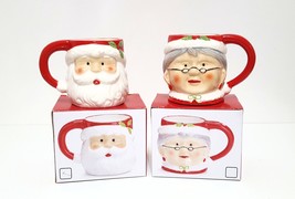 NEW Burton + Burton Santa Claus and Mrs. Claus Mug 4&quot;H x 3&quot; Porcelain - £63.92 GBP