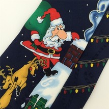 Yule Tie Greetings Navy Santa Reindeer Christmas Men&#39;s Necktie #XO-475 - £12.65 GBP