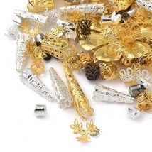 Mixed Beads Caps Cone Bead Caps Assorted Lot Filigree Silver Gold Bronze... - $4.94