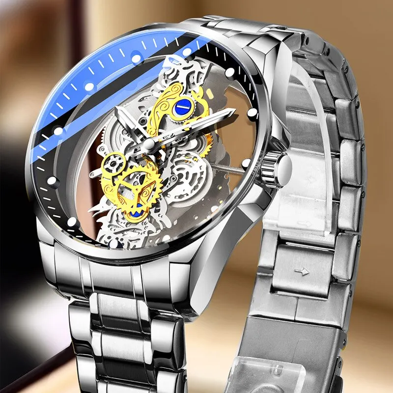 Double-sided Hollow Out Automatic Watch Men Non-mechanical Business Wate... - $49.81