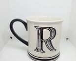 16oz Monogram Initial R White Mug  Double-Sided Black Trim - $18.99