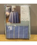 Vtg Martha Stewart Tropical Blue Stripe 70” Round Table Cover &amp; Overlay - $551.09 MXN