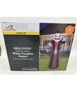 Halloween Air Blow-Up Inflatable 5 FOOT Tall WHITE PUMPKIN REAPER Airblo... - $696.60 MXN