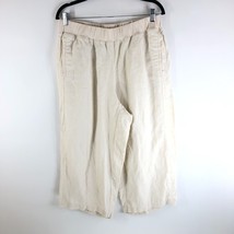 J. Jill Love Linen Ivory Elastic Waist Pull-On Cropped Pants Pockets Petite XL - £18.84 GBP
