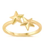 14 k yellow gold star ring, double star ring gold - €204,08 EUR+